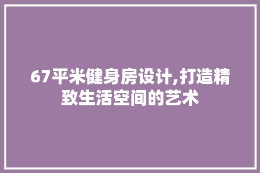 67平米健身房设计,打造精致生活空间的艺术