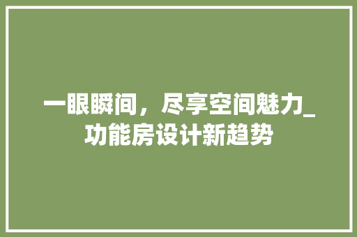 一眼瞬间，尽享空间魅力_功能房设计新趋势