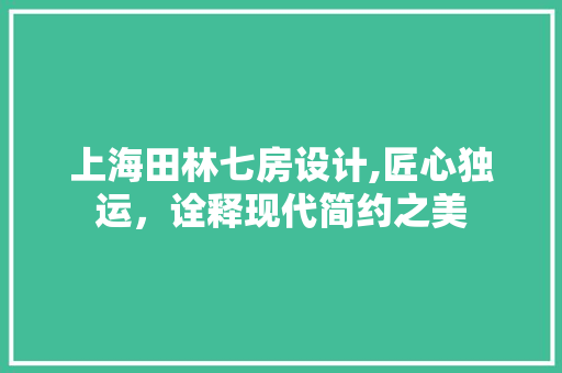 上海田林七房设计,匠心独运，诠释现代简约之美