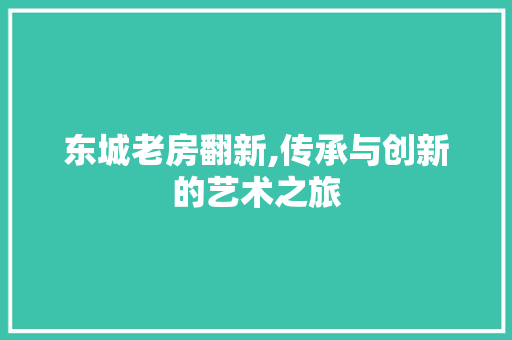 东城老房翻新,传承与创新的艺术之旅