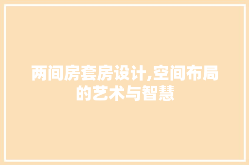 两间房套房设计,空间布局的艺术与智慧