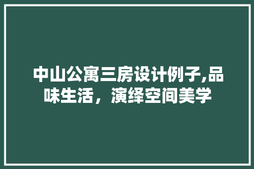 中山公寓三房设计例子,品味生活，演绎空间美学