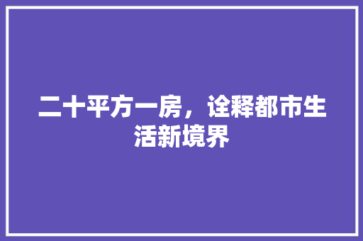 二十平方一房，诠释都市生活新境界