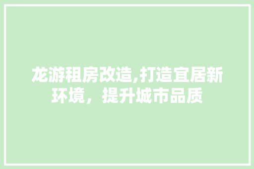 龙游租房改造,打造宜居新环境，提升城市品质