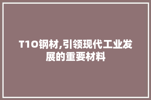 T1O钢材,引领现代工业发展的重要材料