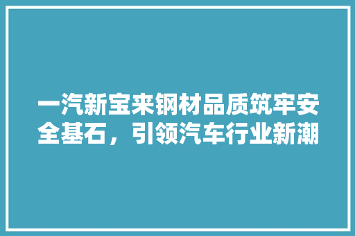 一汽新宝来钢材品质筑牢安全基石，引领汽车行业新潮流