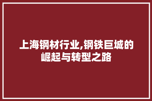 上海钢材行业,钢铁巨城的崛起与转型之路