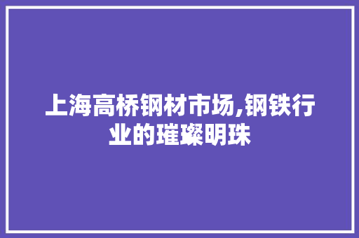 上海高桥钢材市场,钢铁行业的璀璨明珠