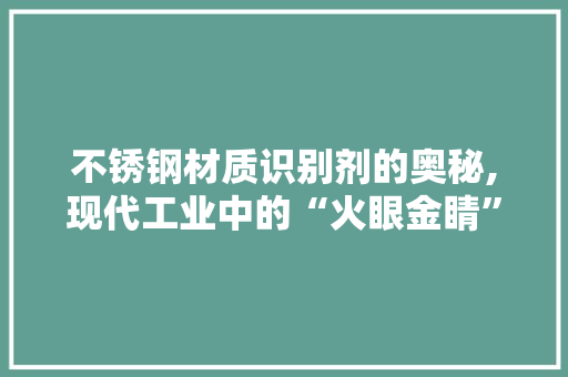 不锈钢材质识别剂的奥秘,现代工业中的“火眼金睛”