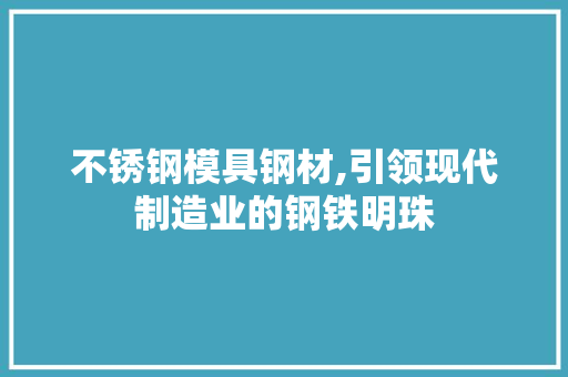 不锈钢模具钢材,引领现代制造业的钢铁明珠
