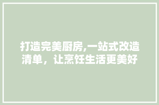 打造完美厨房,一站式改造清单，让烹饪生活更美好