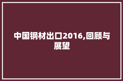 中国钢材出口2016,回顾与展望