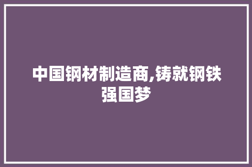 中国钢材制造商,铸就钢铁强国梦