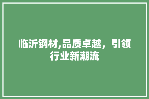 临沂钢材,品质卓越，引领行业新潮流