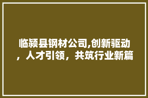 临颍县钢材公司,创新驱动，人才引领，共筑行业新篇章