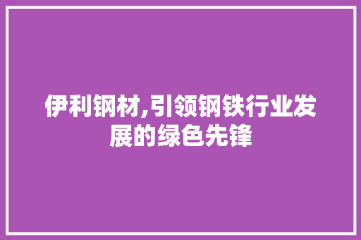 伊利钢材,引领钢铁行业发展的绿色先锋
