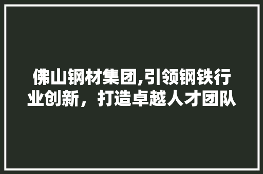 佛山钢材集团,引领钢铁行业创新，打造卓越人才团队