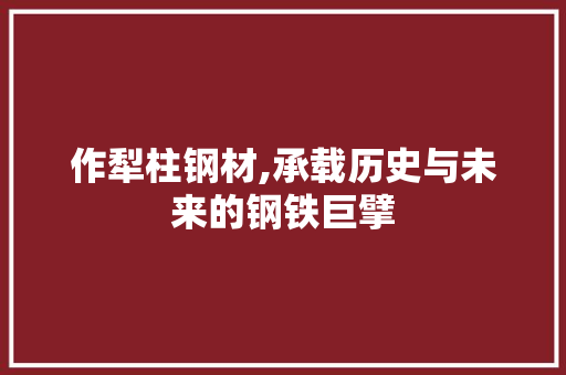 作犁柱钢材,承载历史与未来的钢铁巨擘