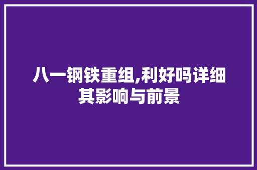 八一钢铁重组,利好吗详细其影响与前景