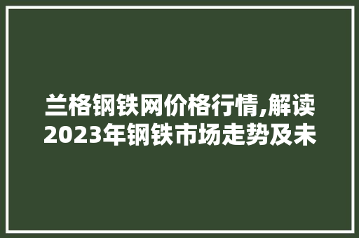 兰格钢铁网价格行情,解读2023年钢铁市场走势及未来展望