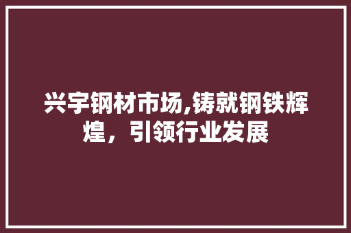 兴宇钢材市场,铸就钢铁辉煌，引领行业发展