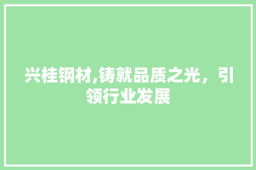 兴桂钢材,铸就品质之光，引领行业发展