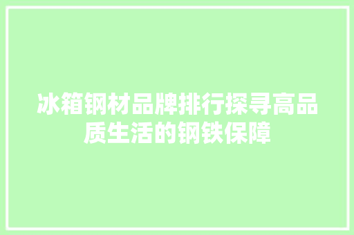 冰箱钢材品牌排行探寻高品质生活的钢铁保障