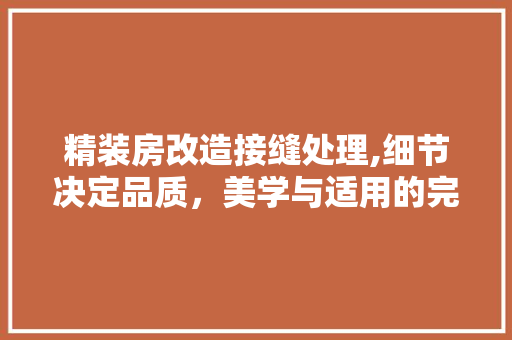 精装房改造接缝处理,细节决定品质，美学与适用的完美结合