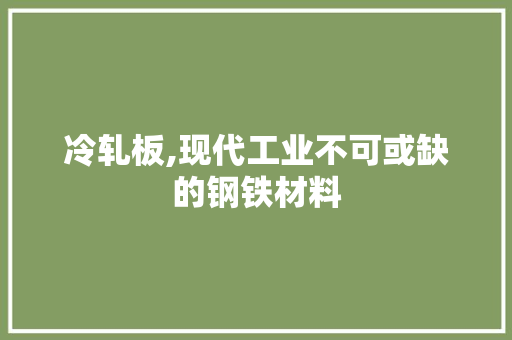 冷轧板,现代工业不可或缺的钢铁材料
