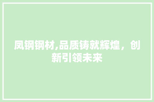 凤钢钢材,品质铸就辉煌，创新引领未来