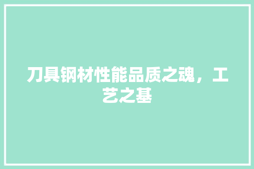 刀具钢材性能品质之魂，工艺之基