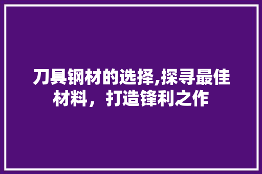 刀具钢材的选择,探寻最佳材料，打造锋利之作
