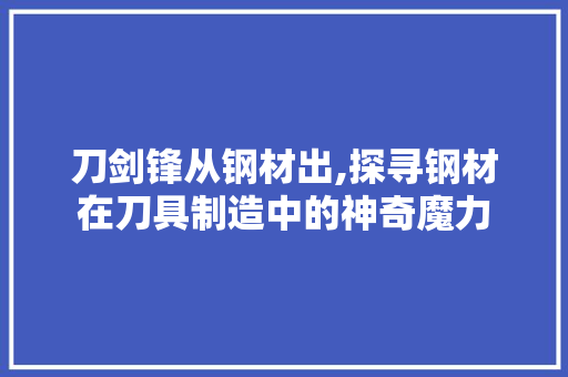 刀剑锋从钢材出,探寻钢材在刀具制造中的神奇魔力