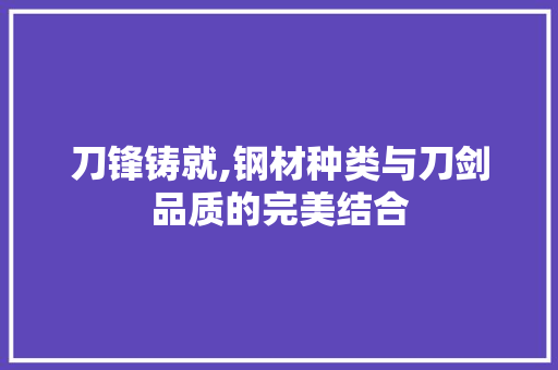 刀锋铸就,钢材种类与刀剑品质的完美结合