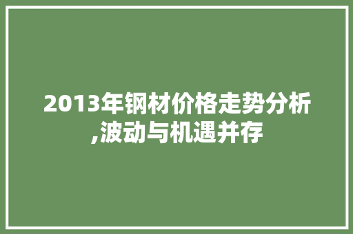 2013年钢材价格走势分析,波动与机遇并存