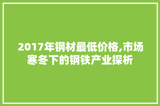 2017年钢材最低价格,市场寒冬下的钢铁产业探析