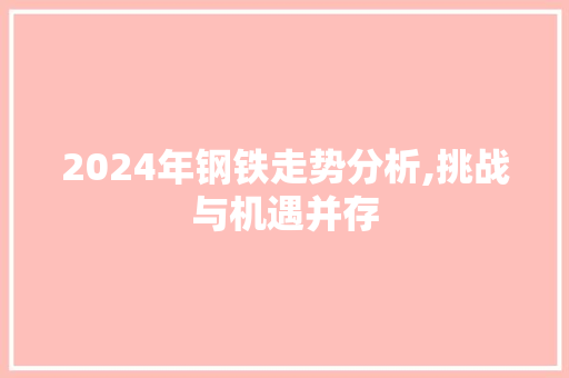 2024年钢铁走势分析,挑战与机遇并存
