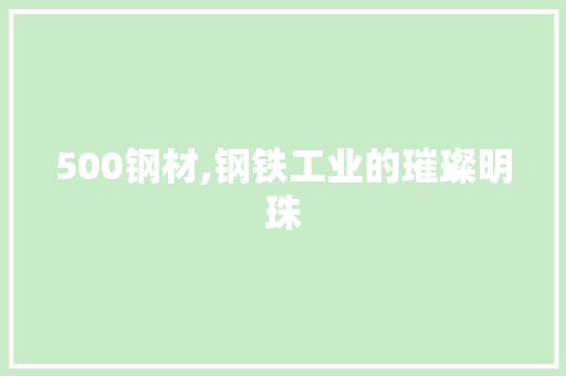500钢材,钢铁工业的璀璨明珠