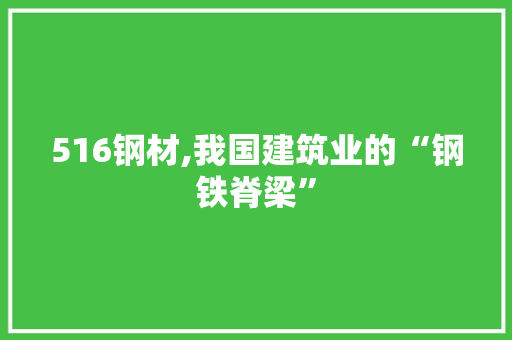 516钢材,我国建筑业的“钢铁脊梁”