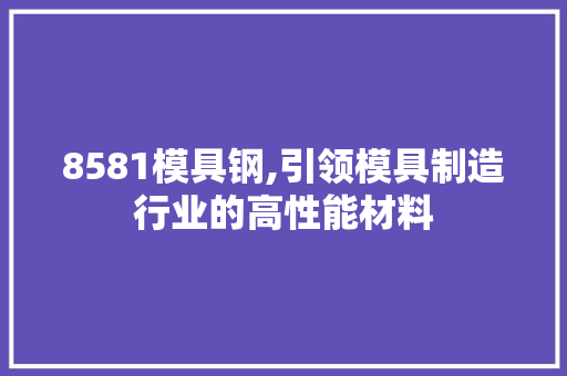 8581模具钢,引领模具制造行业的高性能材料