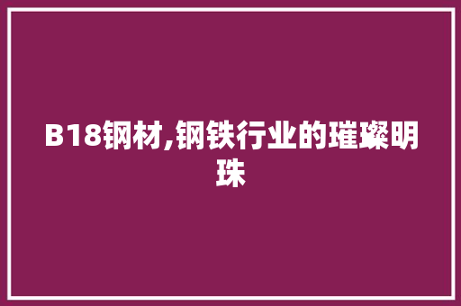 B18钢材,钢铁行业的璀璨明珠