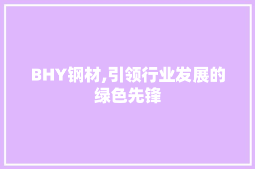 BHY钢材,引领行业发展的绿色先锋