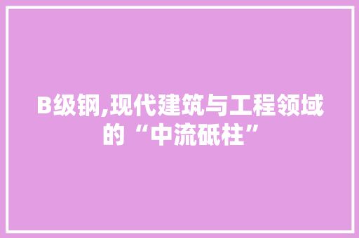 B级钢,现代建筑与工程领域的“中流砥柱”