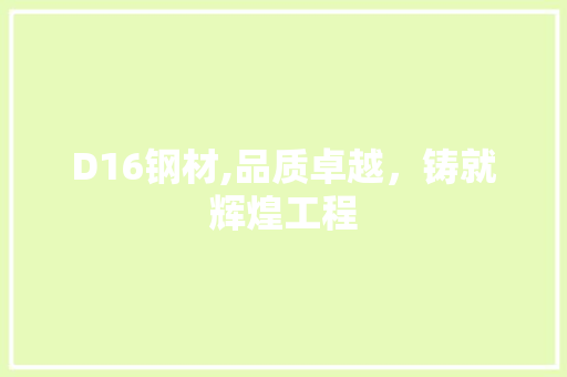 D16钢材,品质卓越，铸就辉煌工程