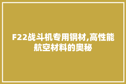 F22战斗机专用钢材,高性能航空材料的奥秘