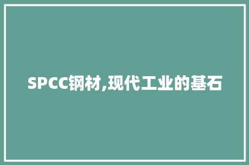 SPCC钢材,现代工业的基石