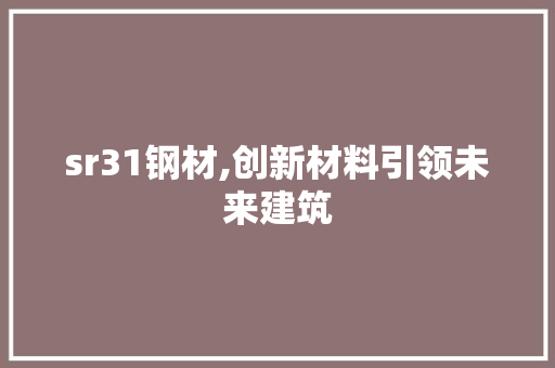 sr31钢材,创新材料引领未来建筑