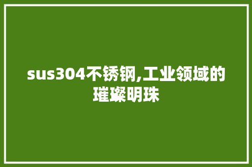 sus304不锈钢,工业领域的璀璨明珠