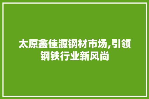 太原鑫佳源钢材市场,引领钢铁行业新风尚