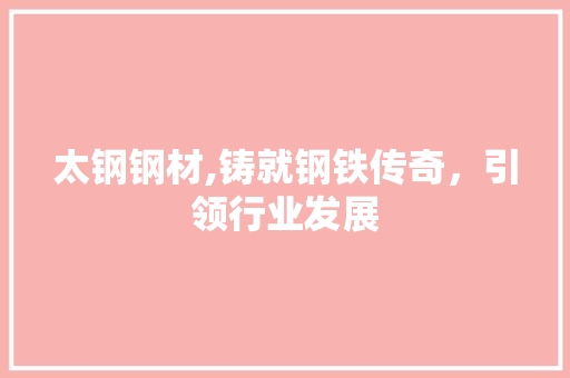 太钢钢材,铸就钢铁传奇，引领行业发展